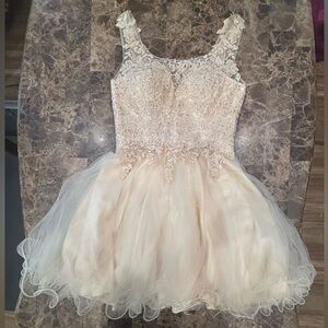 Dancing Queen Cream and Gold A-line Dress